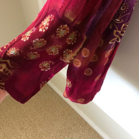 Vintage Vtg Darian Batik Tie Dye Fuchsia Pink Short Sleeve Blouse - Picture 7 of 8